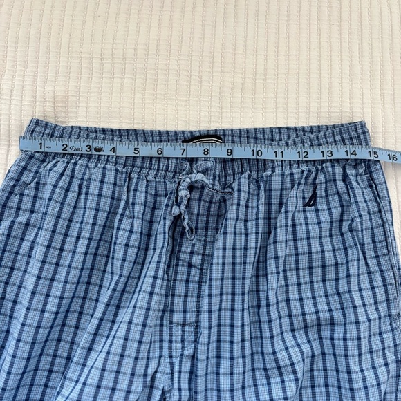 Nautica Plaid Pajama Pants Men's Size Medium Blue 100% Cotton Drawstring Pockets - Picture 6 of 7